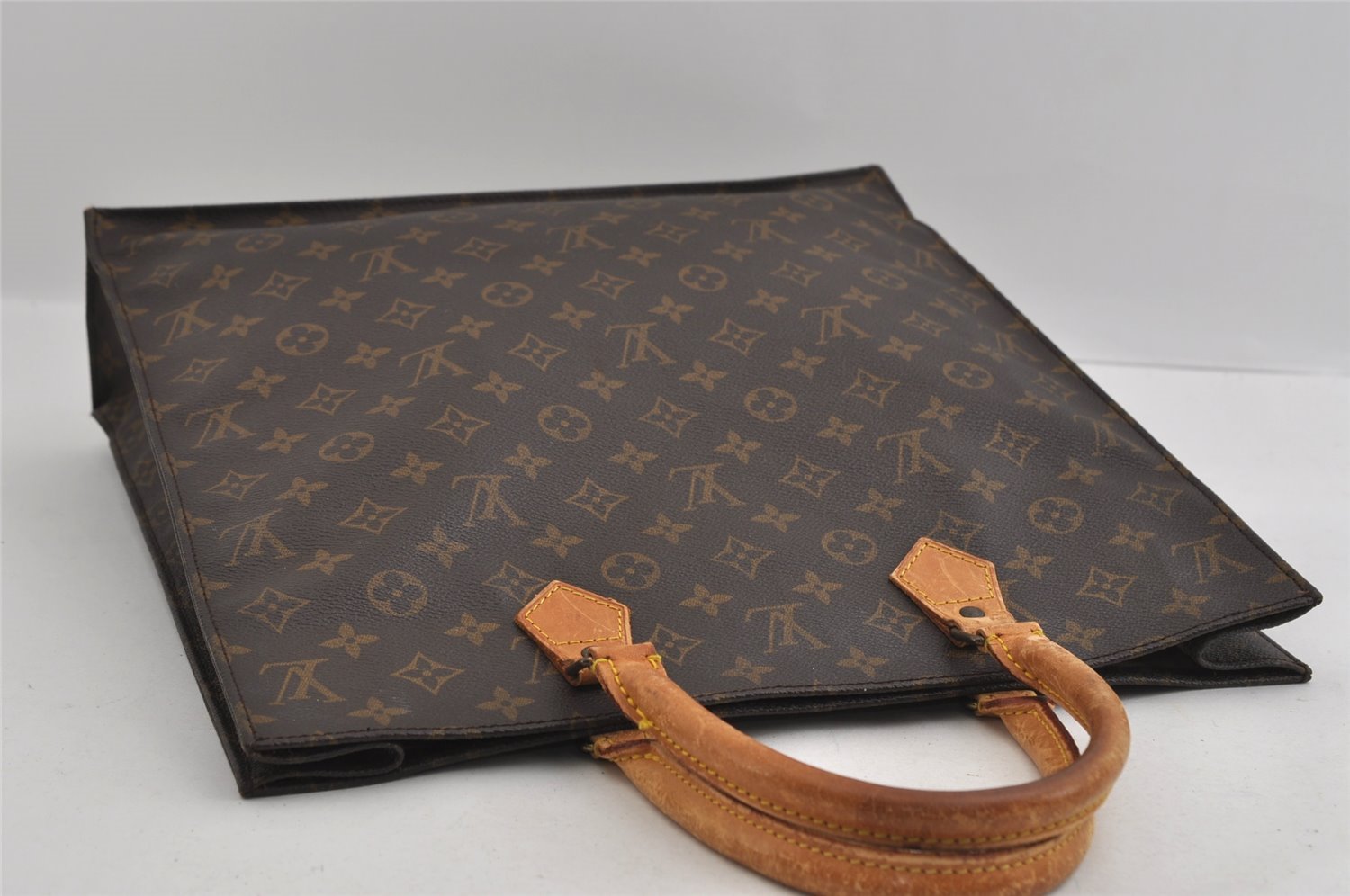 Authentic Louis Vuitton Monogram Sac Plat Hand Tote Bag M51140 LV Junk 2959I