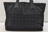 Authentic CHANEL New Travel Line Shoulder Tote Bag Nylon Leather Black 2961E