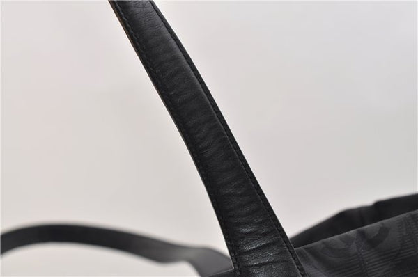 Authentic CHANEL New Travel Line Shoulder Tote Bag Nylon Leather Black 2961E