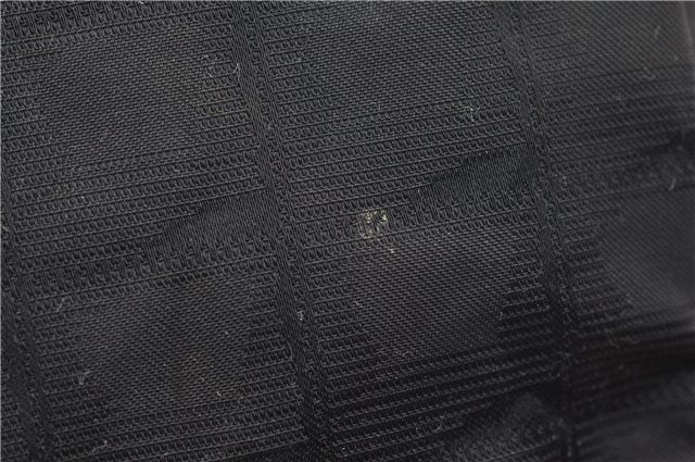 Authentic CHANEL New Travel Line Shoulder Tote Bag Nylon Leather Black 2961E