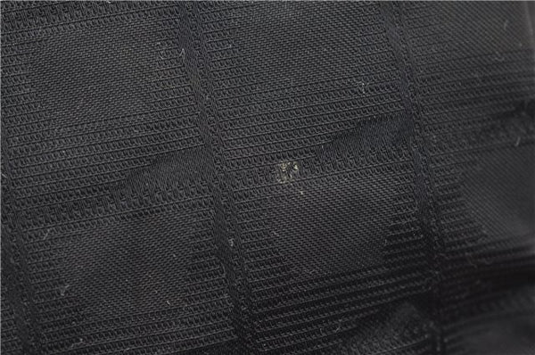 Authentic CHANEL New Travel Line Shoulder Tote Bag Nylon Leather Black 2961E