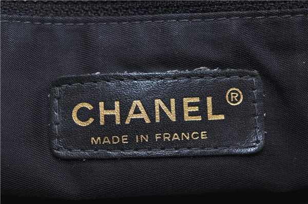 Authentic CHANEL New Travel Line Shoulder Tote Bag Nylon Leather Black 2961E
