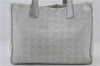 Authentic CHANEL New Travel Line Shoulder Tote Bag Nylon Leather Silver 2962E