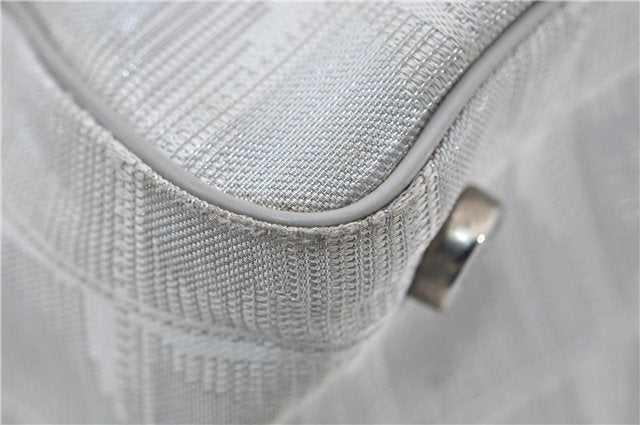 Authentic CHANEL New Travel Line Shoulder Tote Bag Nylon Leather Silver 2962E