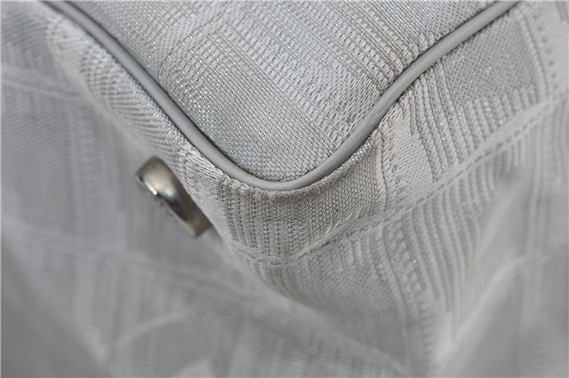 Authentic CHANEL New Travel Line Shoulder Tote Bag Nylon Leather Silver 2962E