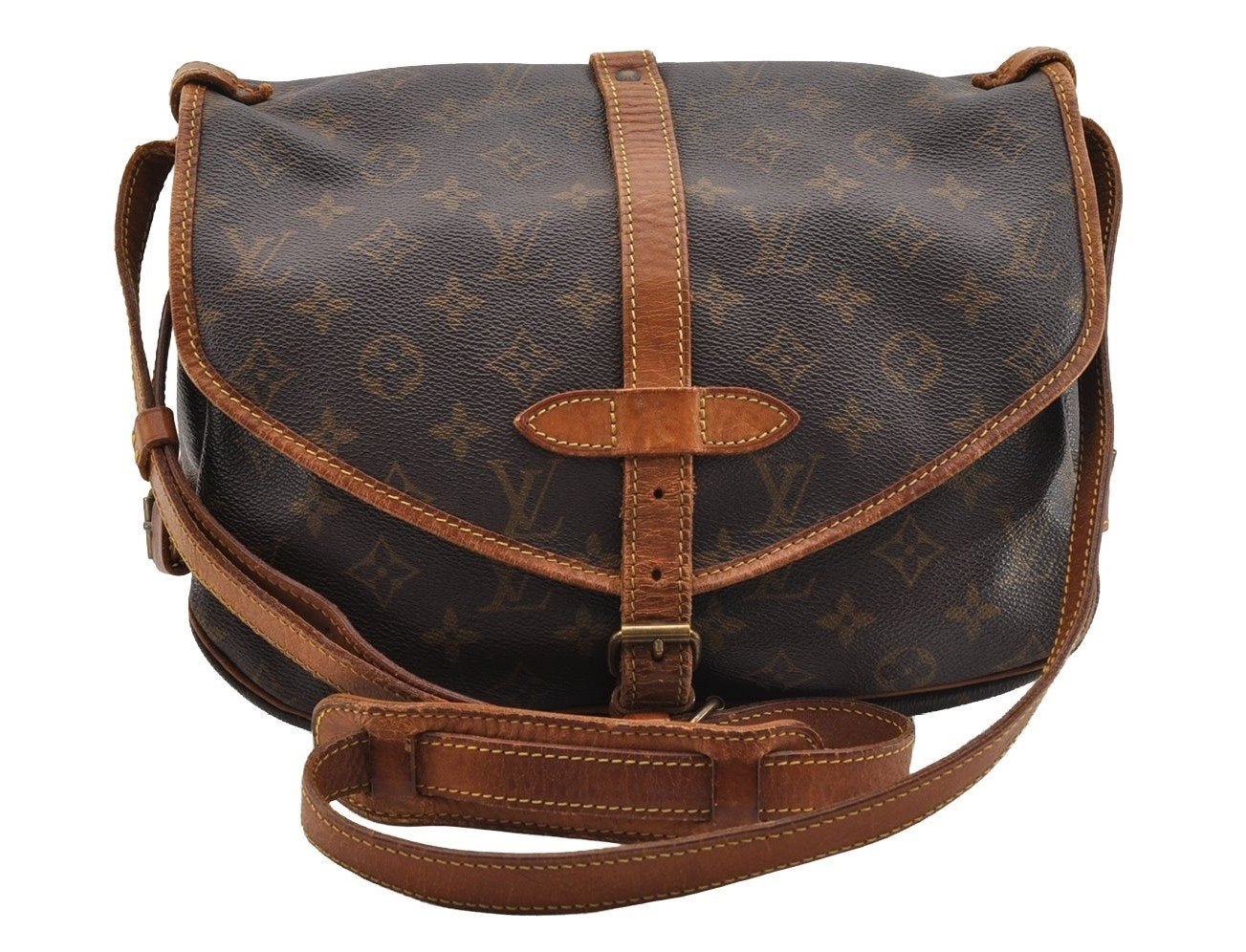 Authentic Louis Vuitton Monogram Saumur 30 Shoulder Cross Bag M42256 LV 2962I