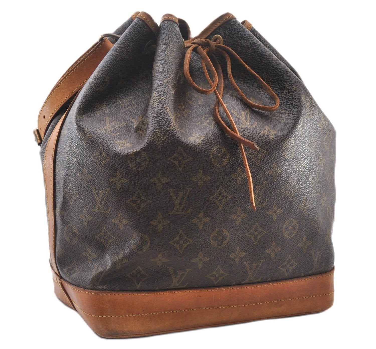 Authentic Louis Vuitton Monogram Noe Shoulder Drawstring Bag M42224 LV 2966F
