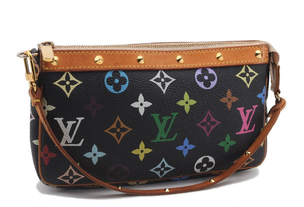 LOUIS VUITTON Monogram Multicolor Pochette Accessoires Pouch M92648 Black 2969B