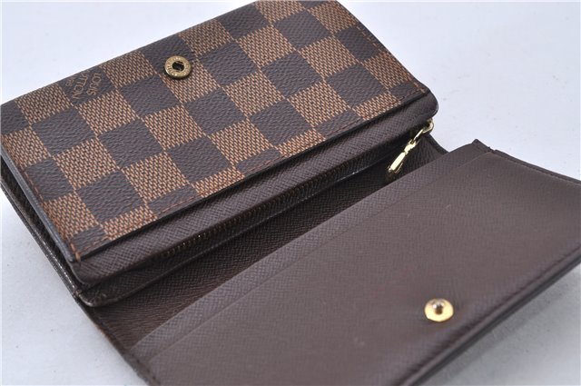 Authentic Louis Vuitton Damier Porte Monnaie Billets Tresor N61730 Wallet 2969F