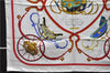 Authentic HERMES Carre 90 Scarf "SPRINGS" Silk White Red 2970D
