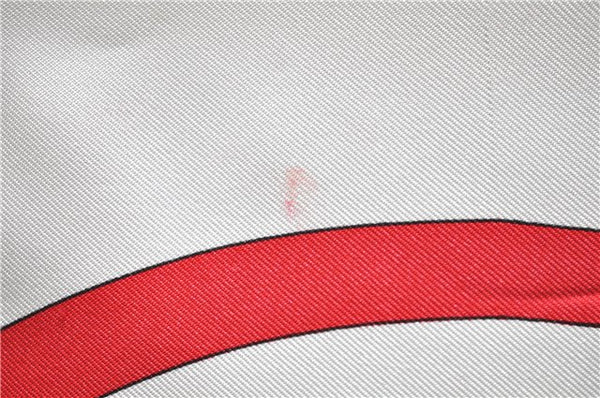Authentic HERMES Carre 90 Scarf "SPRINGS" Silk White Red 2970D