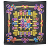 Authentic HERMES Carre 90 Scarf "LES RUBANS DU CHEVAL" Silk Black 2971D