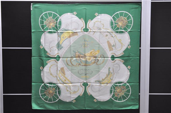 Authentic HERMES Carre 90 Scarf "SPRINGS" Silk Green 2972D