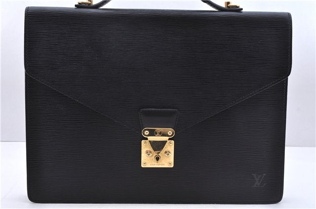 Authentic Louis Vuitton Epi Porte Documents Bandouliere Briefcase Black 2972E