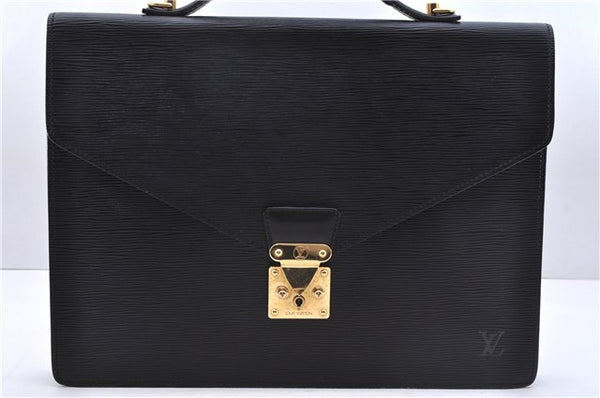 Authentic Louis Vuitton Epi Porte Documents Bandouliere Briefcase Black 2972E