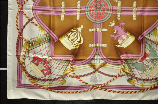 Authentic HERMES Carre 90 Scarf "GRANDE TENUE" Silk Ivory 2973D