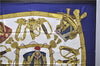 Authentic HERMES Carre 90 Scarf "GRAND UNIFORME" Silk Blue 2975D