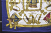 Authentic HERMES Carre 90 Scarf "GRAND UNIFORME" Silk Blue 2975D