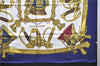Authentic HERMES Carre 90 Scarf "GRAND UNIFORME" Silk Blue 2975D