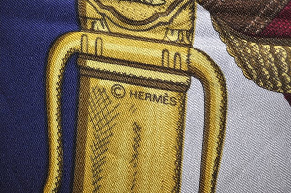 Authentic HERMES Carre 90 Scarf "GRAND UNIFORME" Silk Blue 2975D