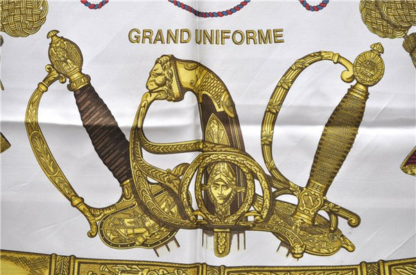 Authentic HERMES Carre 90 Scarf "GRAND UNIFORME" Silk Blue 2975D