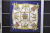 Authentic HERMES Carre 90 Scarf "GRAND UNIFORME" Silk Blue 2975D