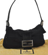 Authentic FENDI Mamma Baguette Shoulder Hand Bag Jersey Leather Black 2978E