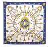 Authentic HERMES Carre 90 Scarf Key Tassel Motif Silk Navy 2979D