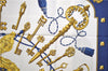 Authentic HERMES Carre 90 Scarf Key Tassel Motif Silk Navy 2979D