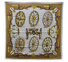 Authentic HERMES Carre 90 Scarf "Roues de Canon" Silk Ivory 2980D