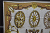 Authentic HERMES Carre 90 Scarf "Roues de Canon" Silk Ivory 2980D