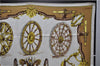 Authentic HERMES Carre 90 Scarf "Roues de Canon" Silk Ivory 2980D