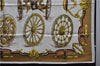 Authentic HERMES Carre 90 Scarf "Roues de Canon" Silk Ivory 2980D