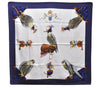 Authentic HERMES Carre 90 Scarf "Chasse a VOL" Silk Blue 2981D