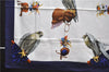 Authentic HERMES Carre 90 Scarf "Chasse a VOL" Silk Blue 2981D