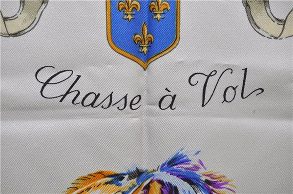 Authentic HERMES Carre 90 Scarf "Chasse a VOL" Silk Blue 2981D