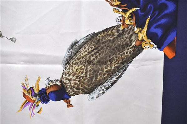 Authentic HERMES Carre 90 Scarf "Chasse a VOL" Silk Blue 2981D
