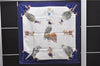 Authentic HERMES Carre 90 Scarf "Chasse a VOL" Silk Blue 2981D