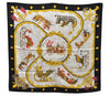 Authentic HERMES Carre 90 Scarf "Plumes et Grelots" Silk Black 2982D