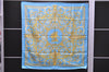 Authentic HERMES Carre 90 Scarf "LES TUILERIES" Silk Light Blue 2983D