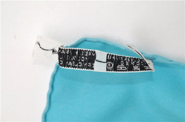 Authentic HERMES Carre 90 Scarf "LES TUILERIES" Silk Light Blue 2983D
