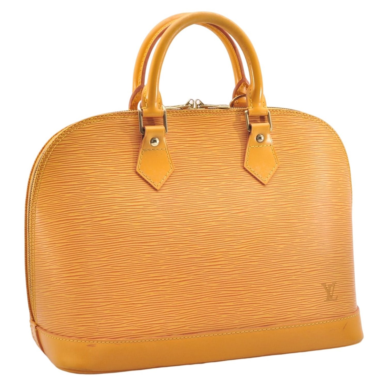 Authentic Louis Vuitton Epi Alma PM Hand Bag Yellow M52149 LV 2984E