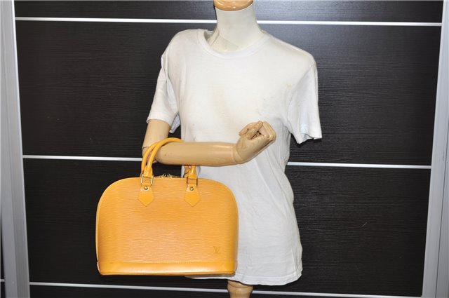 Authentic Louis Vuitton Epi Alma PM Hand Bag Yellow M52149 LV 2984E