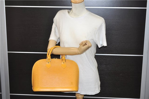 Authentic Louis Vuitton Epi Alma PM Hand Bag Yellow M52149 LV 2984E