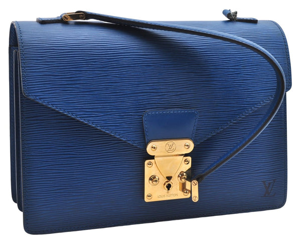 Authentic Louis Vuitton Epi Concorde Hand Bag Blue M52135 LV Junk 2986E