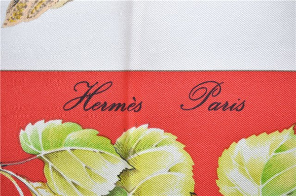 Authentic HERMES Carre 90 Scarf "La Vie Au Grand Air" Silk Red 2987D