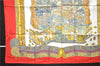 Authentic HERMES Carre 90 Scarf "L'ATLANTIDE" Silk Red 2989D