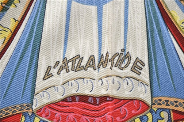 Authentic HERMES Carre 90 Scarf "L'ATLANTIDE" Silk Red 2989D