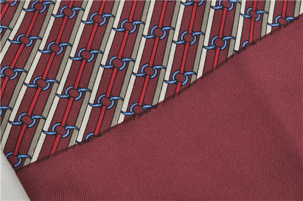 Authentic HERMES Ascot Tie Necktie Chain Pattern Silk Purple Box 2989E