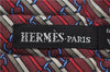 Authentic HERMES Ascot Tie Necktie Chain Pattern Silk Purple Box 2989E